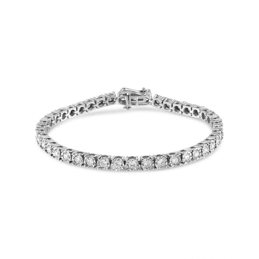 .925 Sterling Silver 3.0 Cttw Diamond Illusion-Set Miracle Plate Tennis Bracelet (I-J Color, I3 Clarity) - 7"-0