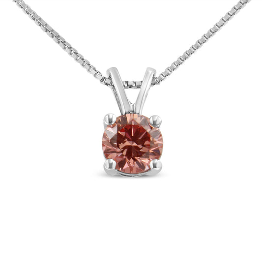 10K White Gold 1/4 Cttw Round Brilliant Cut Lab Grown Diamond 4-Prong Solitaire Pendant Necklace-1