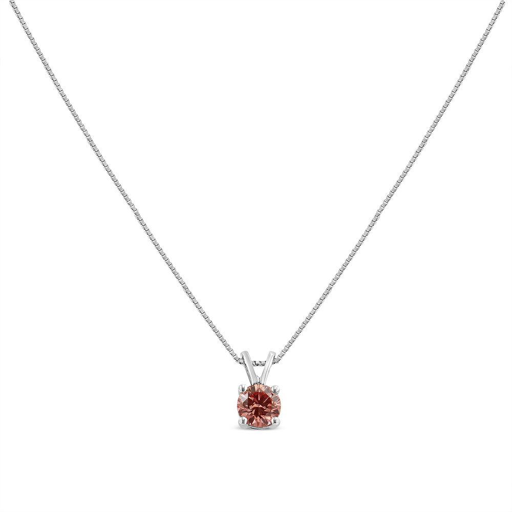 10K White Gold 1/4 Cttw Round Brilliant Cut Lab Grown Diamond 4-Prong Solitaire Pendant Necklace-3