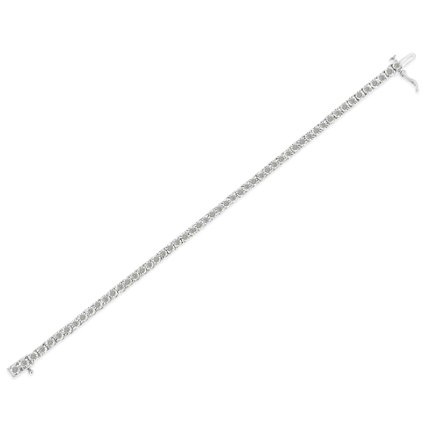 .925 Sterling Silver 3.0 Cttw Diamond Illusion-Set Miracle Plate Tennis Bracelet (I-J Color, I3 Clarity) - 7"-4